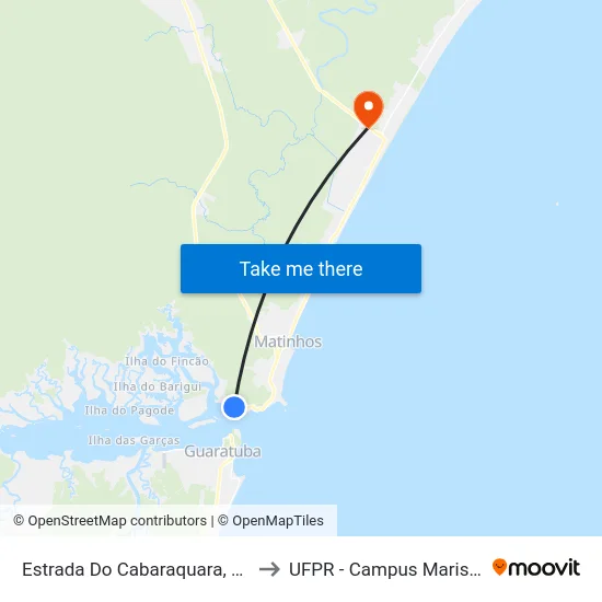 Estrada Do Cabaraquara, 940 to UFPR - Campus Marissol map
