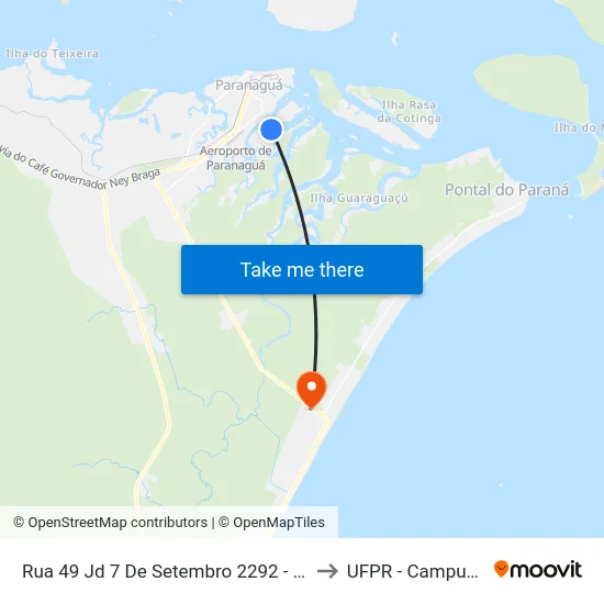 Rua 49 Jd  7 De Setembro 2292 - Campo De Futebol to UFPR - Campus Marissol map