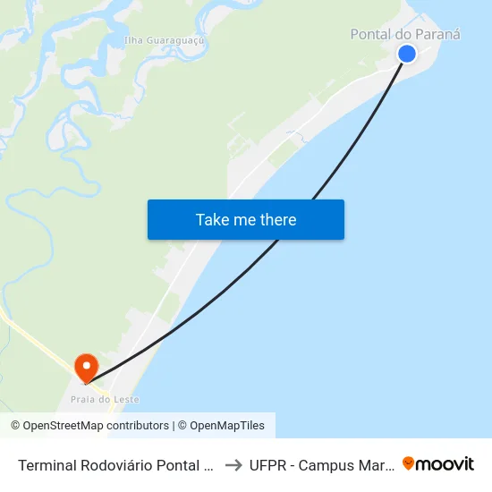Terminal Rodoviário Pontal Do Sul to UFPR - Campus Marissol map
