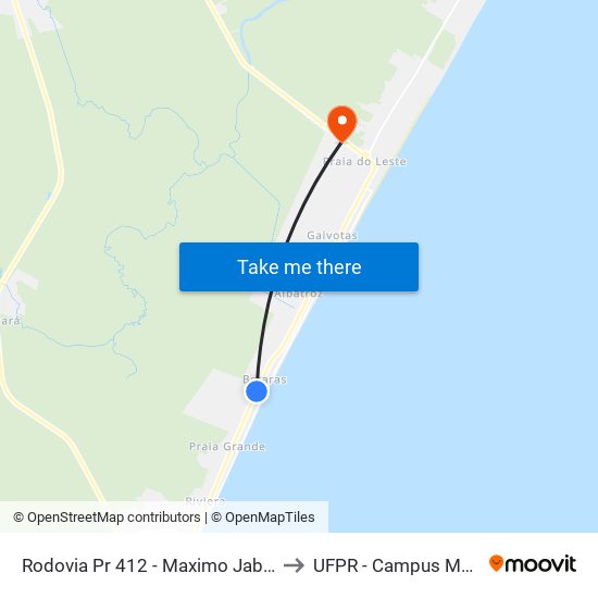 Rodovia Pr 412 - Maximo Jabur, 5949 to UFPR - Campus Marissol map