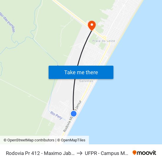 Rodovia Pr 412 - Maximo Jabur, 9346 to UFPR - Campus Marissol map