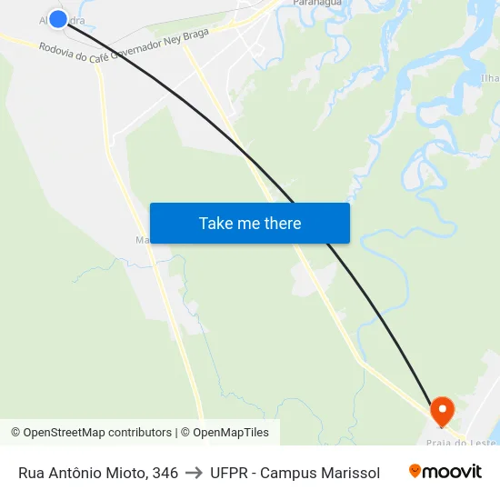 Rua Antônio Mioto, 346 to UFPR - Campus Marissol map