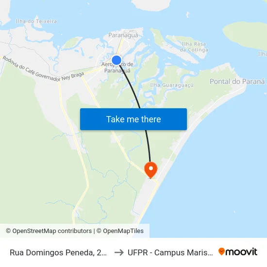 Rua Domingos Peneda, 2138 to UFPR - Campus Marissol map