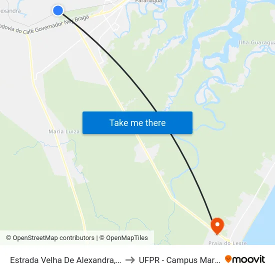 Estrada Velha De Alexandra, 3631 to UFPR - Campus Marissol map