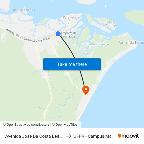 Avenida Jose Da Costa Leite, 2614 to UFPR - Campus Marissol map