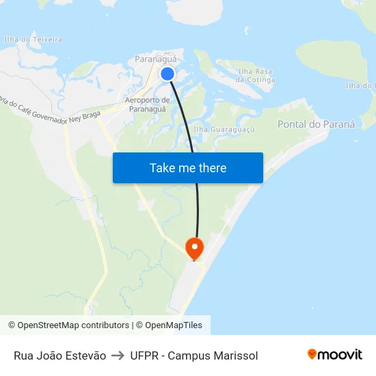 Rua João Estevão to UFPR - Campus Marissol map