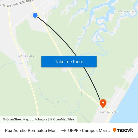 Rua Aurélio Romualdo Moro, 23 to UFPR - Campus Marissol map