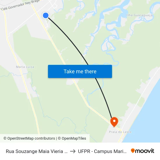 Rua Souzange Maia Vieria 100 to UFPR - Campus Marissol map