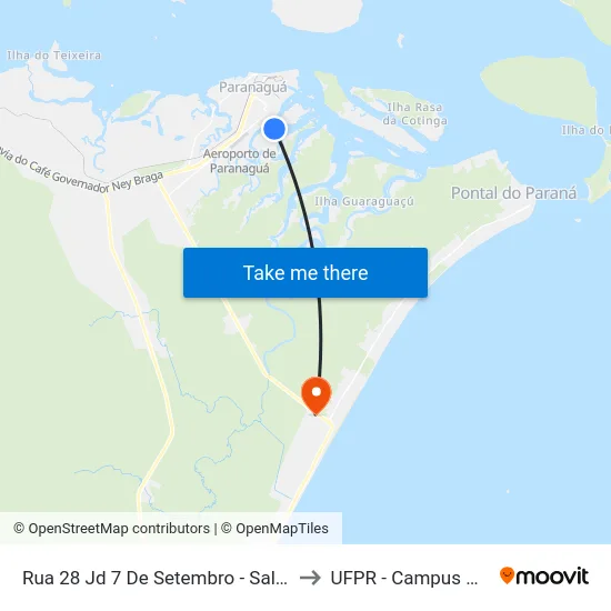 Rua 28 Jd 7 De Setembro - Salão Arco Íris to UFPR - Campus Marissol map