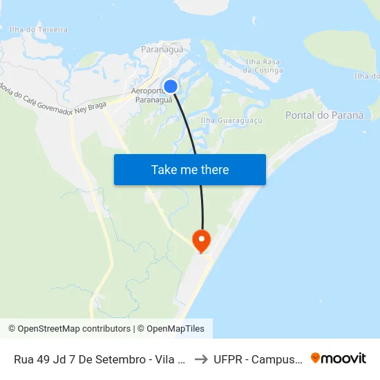 Rua 49 Jd 7 De Setembro - Vila 07 De Setembro to UFPR - Campus Marissol map