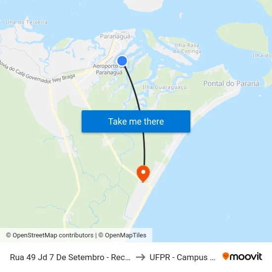 Rua 49 Jd 7 De Setembro - Recanto Valentin to UFPR - Campus Marissol map