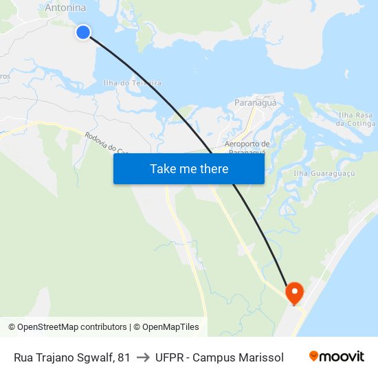 Rua Trajano Sgwalf, 81 to UFPR - Campus Marissol map