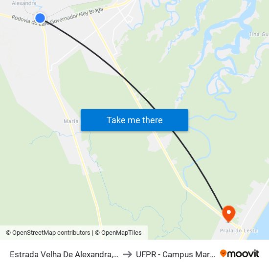 Estrada Velha De Alexandra, 6335 to UFPR - Campus Marissol map