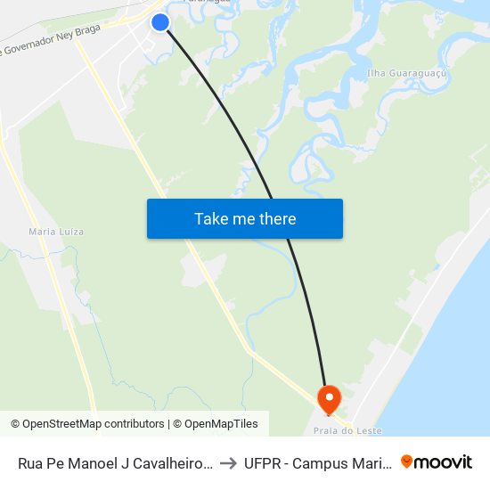 Rua Pe Manoel J Cavalheiro, 548 to UFPR - Campus Marissol map