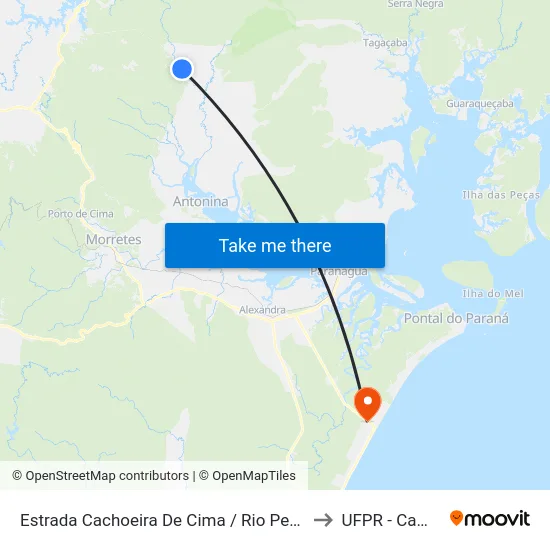 Estrada Cachoeira De Cima / Rio Pequeno - Unidade De Saúde / Escola to UFPR - Campus Marissol map
