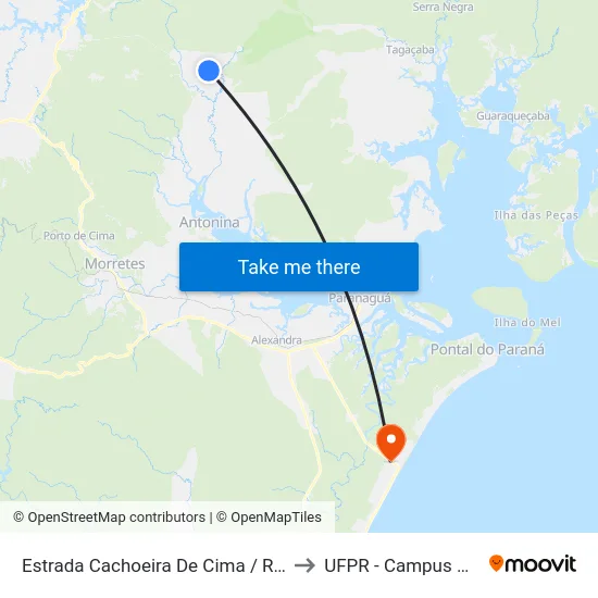 Estrada Cachoeira De Cima / Rio Pequeno to UFPR - Campus Marissol map