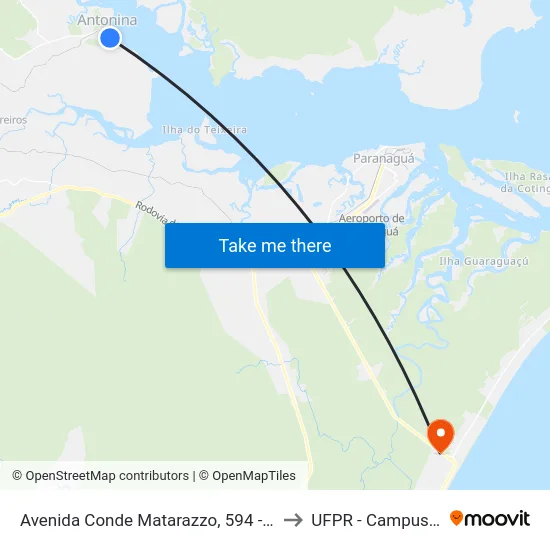 Avenida Conde Matarazzo, 594 - Escola Gil Feres to UFPR - Campus Marissol map
