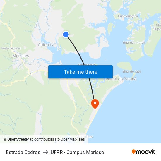 Estrada Cedros to UFPR - Campus Marissol map