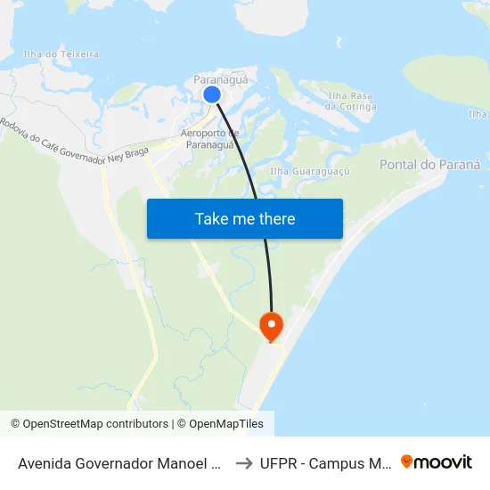 Avenida Governador Manoel Ribas, 404 to UFPR - Campus Marissol map