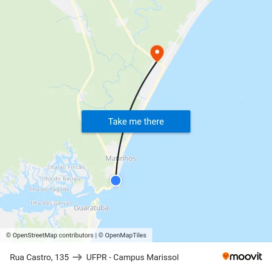 Rua Castro, 135 to UFPR - Campus Marissol map