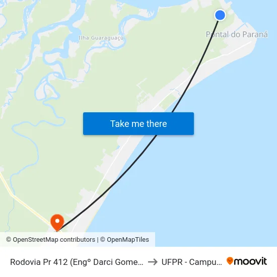 Rodovia Pr 412 (Engº Darci Gomes De Morais) - Km 66 to UFPR - Campus Marissol map