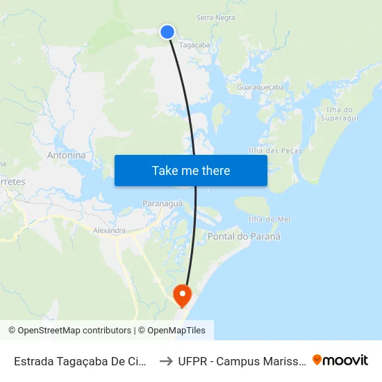 Estrada Tagaçaba De Cima to UFPR - Campus Marissol map