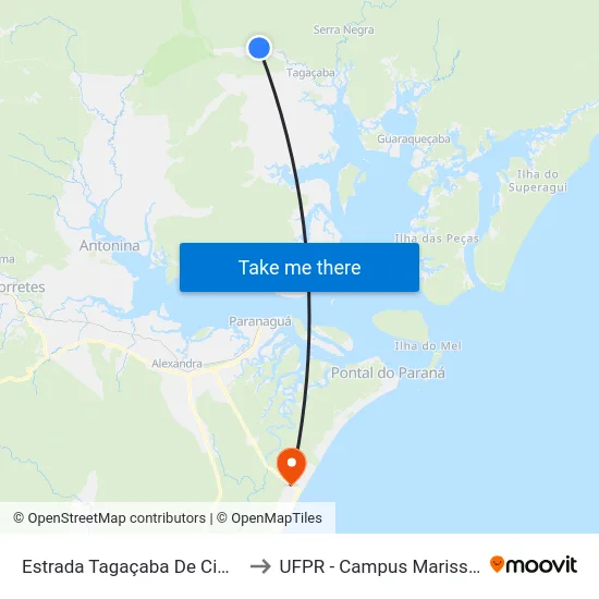 Estrada Tagaçaba De Cima to UFPR - Campus Marissol map