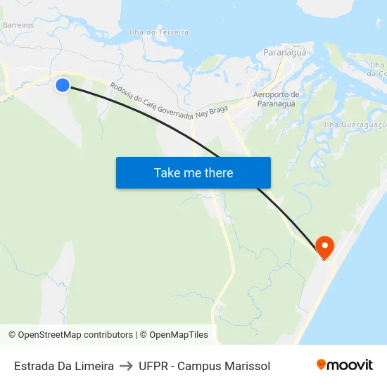 Estrada Da Limeira to UFPR - Campus Marissol map