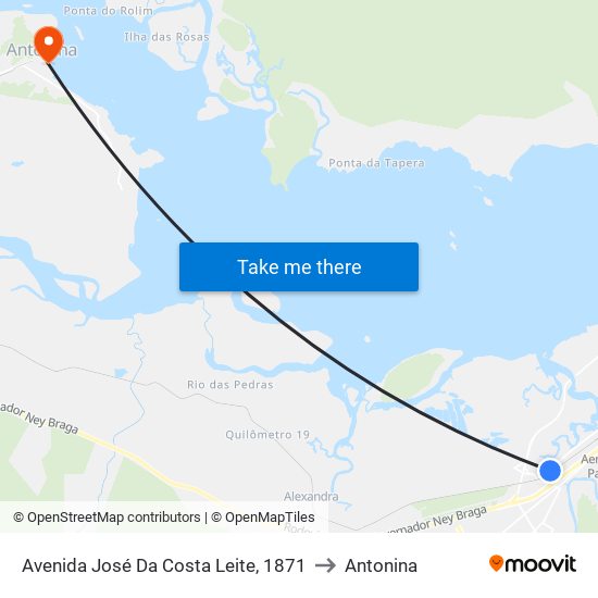 Avenida José Da Costa Leite, 1871 to Antonina map