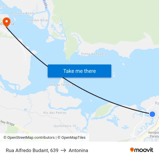 Rua Alfredo Budant, 639 to Antonina map