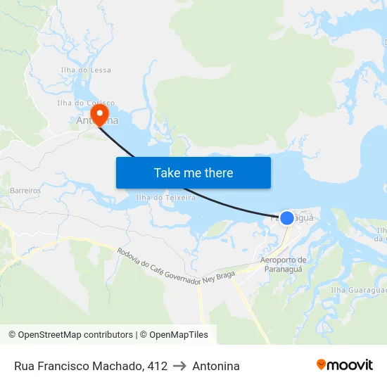 Rua Francisco Machado, 412 to Antonina map