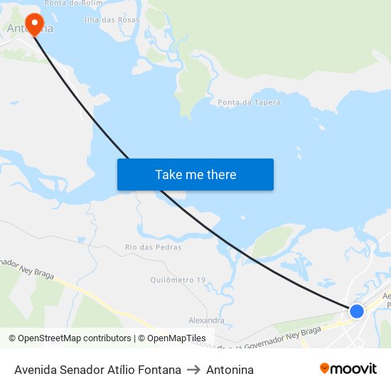 Avenida Senador Atílio Fontana to Antonina map