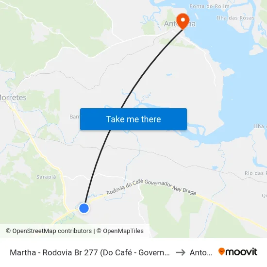 Martha - Rodovia Br 277 (Do Café - Governador Ney Braga) to Antonina map