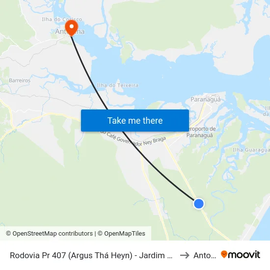 Rodovia Pr 407 (Argus Thá Heyn) - Jardim Do Bosque / Cometa to Antonina map