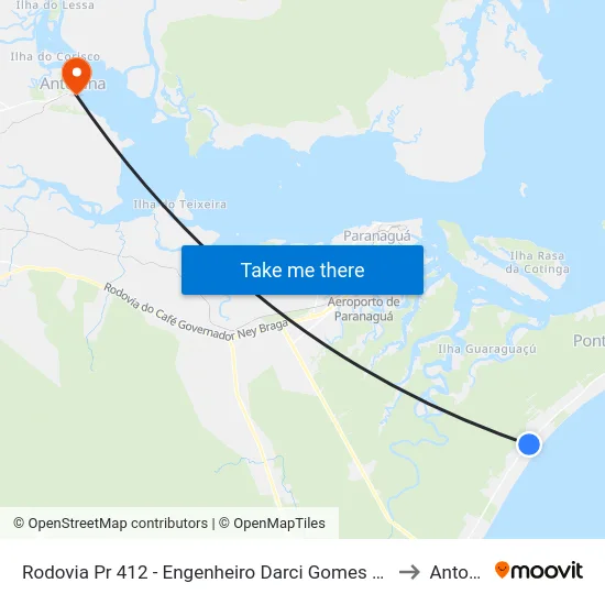 Rodovia Pr 412 - Engenheiro Darci Gomes De Morais, 9041 to Antonina map