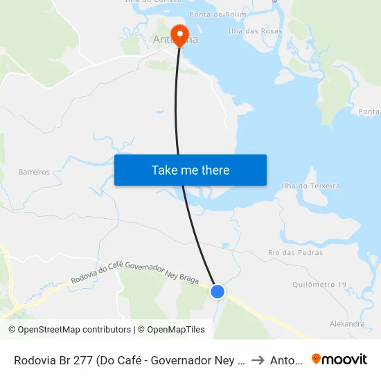 Rodovia Br 277 (Do Café - Governador Ney Braga) - Km 19 to Antonina map