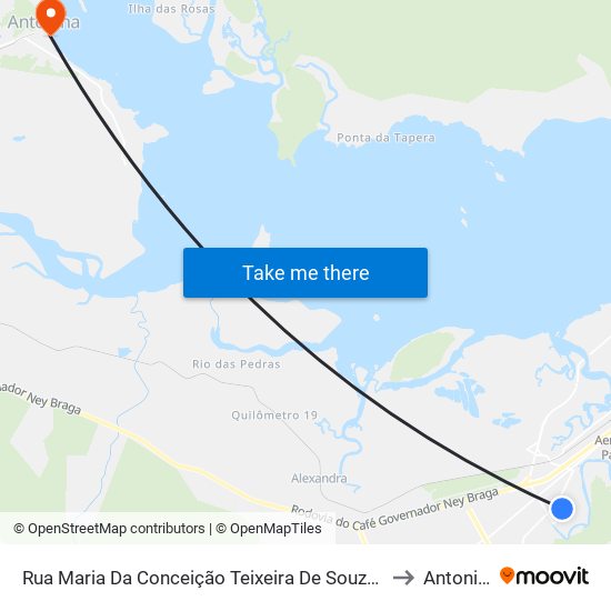 Rua Maria Da Conceição Teixeira De Souza, 799 to Antonina map