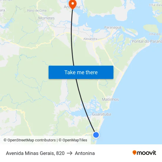 Avenida Minas Gerais, 820 to Antonina map