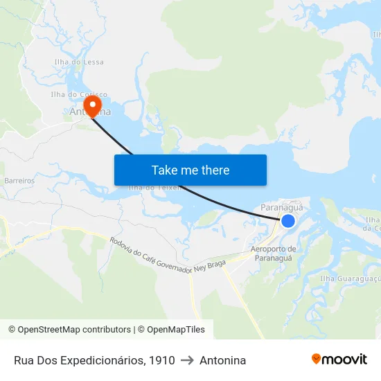 Rua Dos Expedicionários, 1910 to Antonina map