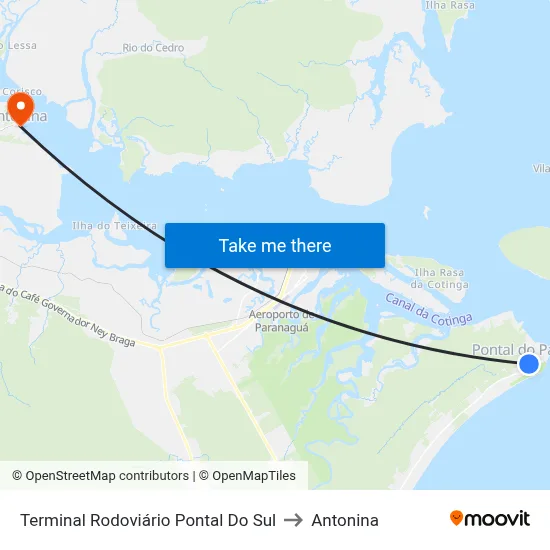 Terminal Rodoviário Pontal Do Sul to Antonina map