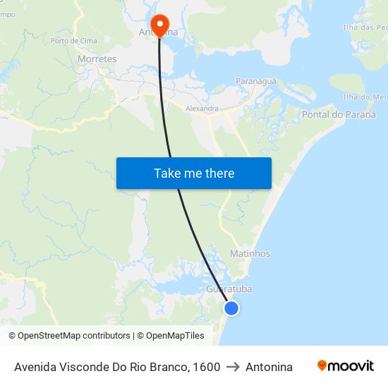 Avenida Visconde Do Rio Branco, 1600 to Antonina map