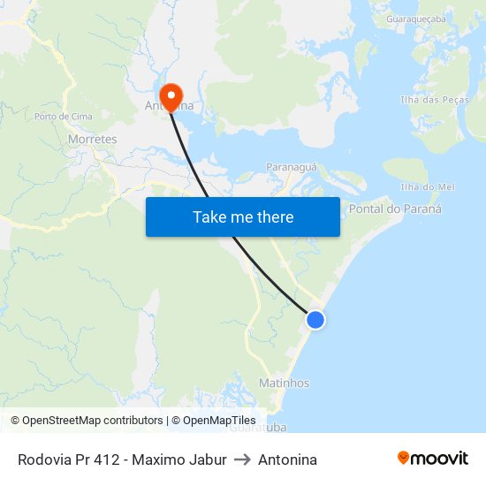 Rodovia Pr 412 - Maximo Jabur to Antonina map