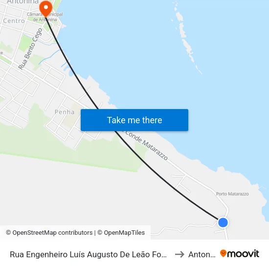 Rua Engenheiro Luís Augusto De Leão Fonseca, 856 to Antonina map