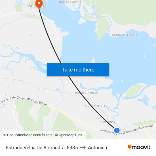 Estrada Velha De Alexandra, 6335 to Antonina map