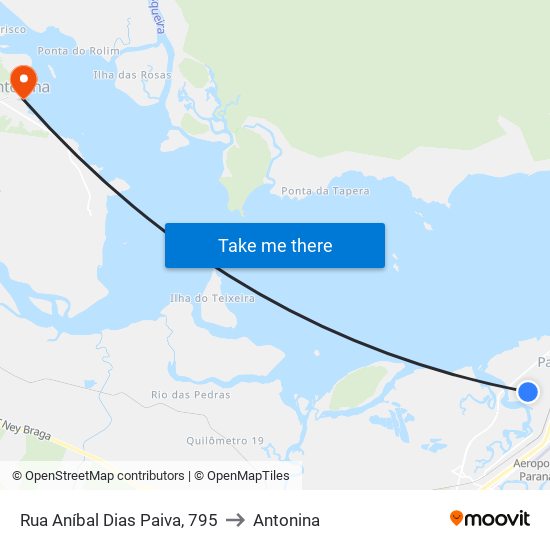 Rua Aníbal Dias Paiva, 795 to Antonina map