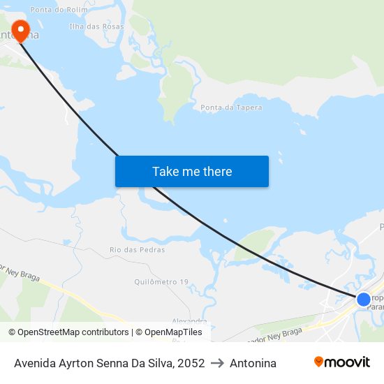 Avenida Ayrton Senna Da Silva, 2052 to Antonina map