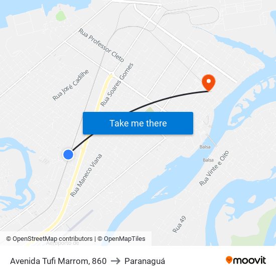 Avenida Tufi Marrom, 860 to Paranaguá map