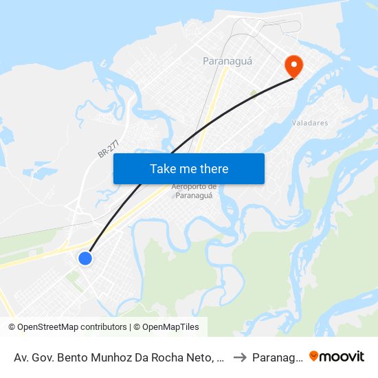 Av. Gov. Bento Munhoz Da Rocha Neto, 4518 to Paranaguá map