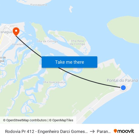 Rodovia Pr 412 - Engenheiro Darci Gomes De Morais, 17599 to Paranaguá map