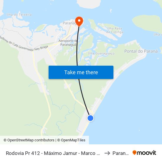 Rodovia Pr 412 - Máximo Jamur - Marco 01 - Jd. Monções to Paranaguá map